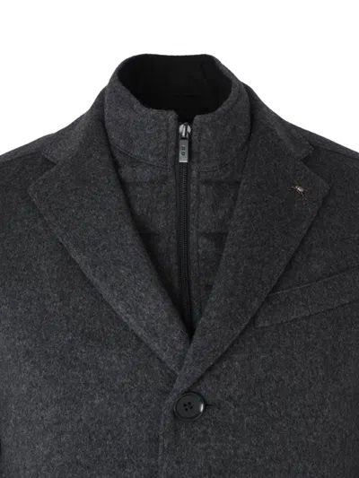 Corneliani Layered Single-breasted Coat In Blue