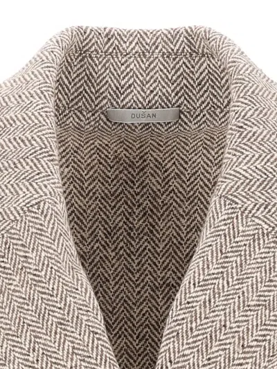 Dušan Oversized Herringbone Coat In Gray