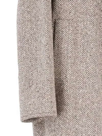 Dušan Oversized Herringbone Coat In Gray