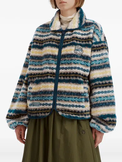Fingercroxx Fleece Zig-zag-pattern Jacket In Multi