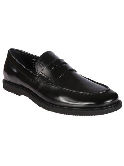 Shop Hogan Classic Loafers In Black