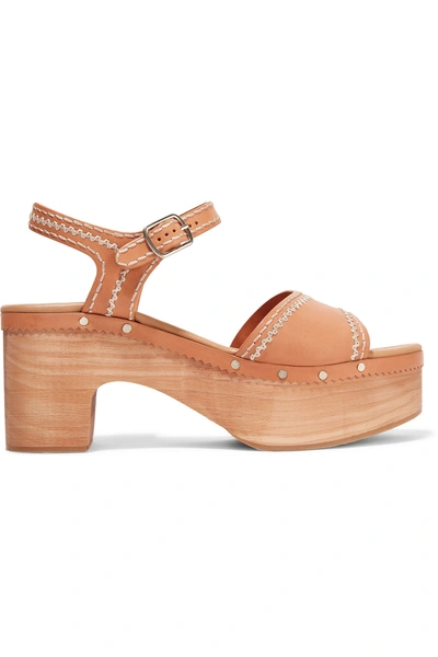 Sandro Audry Embroidered Leather Sandals