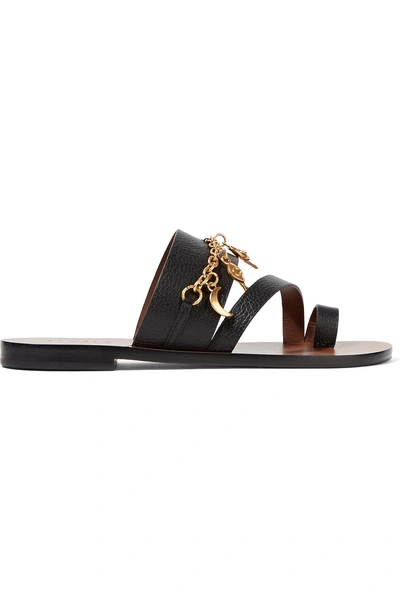 Sandro Chain-embellished Textured-leather Sandals