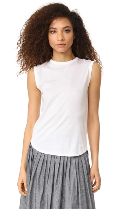 Vince Pima Cotton Shirttail Tank Shell In White