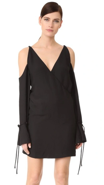 Iro Lebeca Cold-shoulder Wrap-effect Crepe Mini Dress In Black