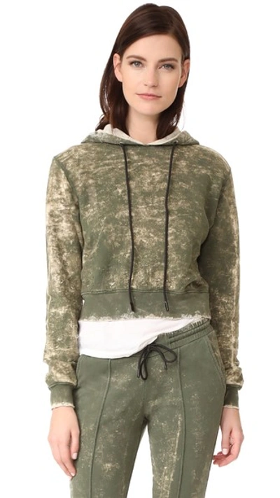 Cotton Citizen Milan Cropped Pullover Hoodie In Sage Dust