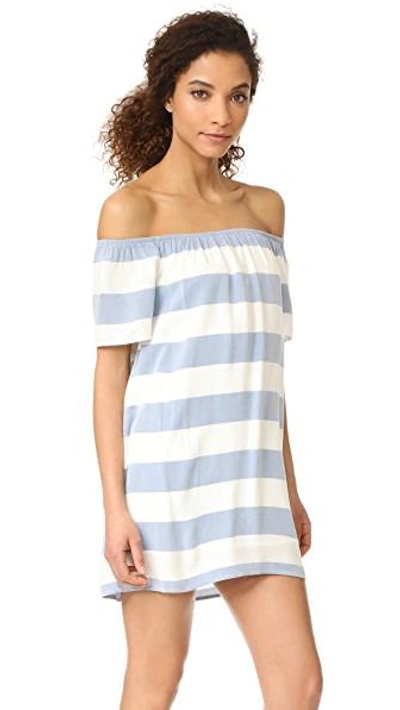 Shop Bb Dakota Kash Off The Shoulder Striped Dress In Ivory