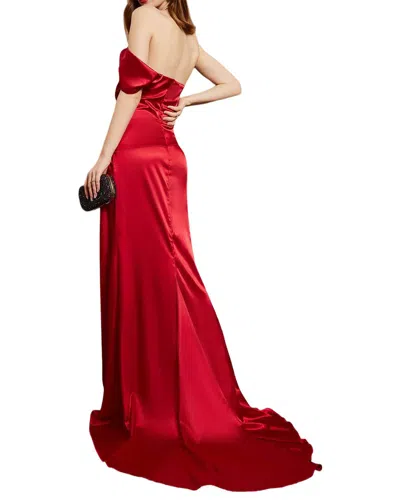 Oloey Solid Maxi Dress In Red