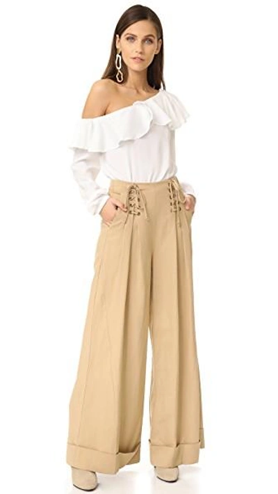 Shop Ulla Johnson Gaucho Trousers In Khaki