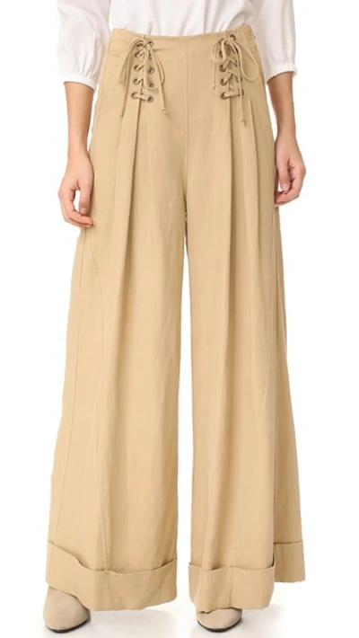 Shop Ulla Johnson Gaucho Trousers In Khaki