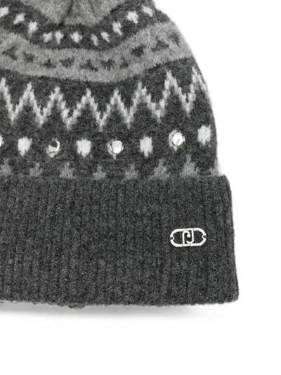 Liu •jo Stud-embellished Pompom Beanie Hat In Multi