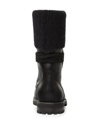 Fendi Commando Mohair-cuff Leather Boots In Multi