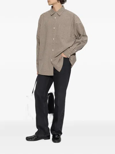 Marni Beige Micro-check Shirt In Neutral