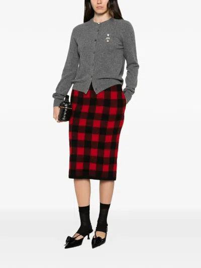 N°21 Check-pattern Knitted Midi Skirt In Multi