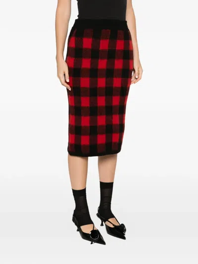 N°21 Check-pattern Knitted Midi Skirt In Multi