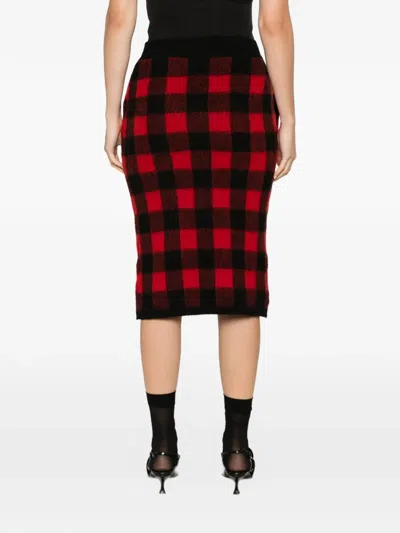 N°21 Check-pattern Knitted Midi Skirt In Multi