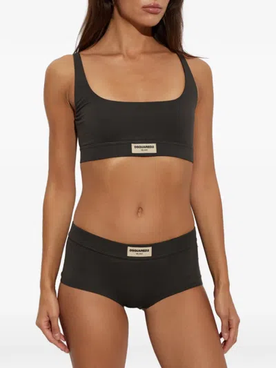 Dsquared2 Logo-patch Bra In Black
