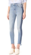 Mother The Stunner Striped Cropped Frayed High-rise Skinny Jeans
