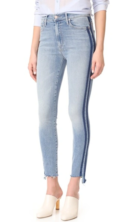 Mother The Stunner Striped Cropped Frayed High-rise Skinny Jeans In ...