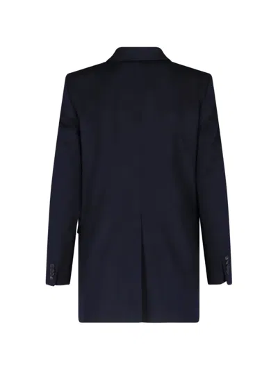 Tagliatore Double Breasted Blazer Button Detailing Notched Lapels In Blue