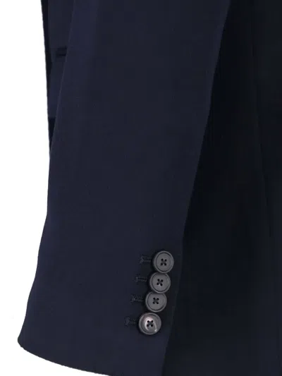 Tagliatore Double Breasted Blazer Button Detailing Notched Lapels In Blue