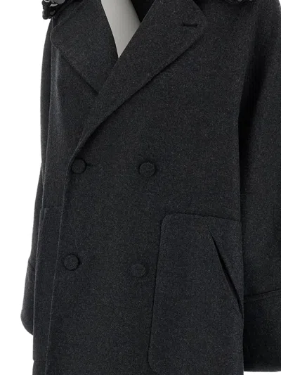 Plan C Double-breasted Coat In Black
