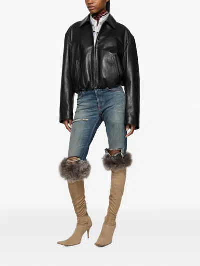 Acne Studios Logo-debossed Cropped Jacket In Black