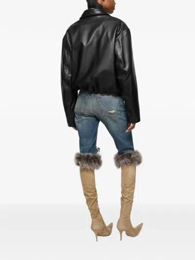 Acne Studios Logo-debossed Cropped Jacket In Black
