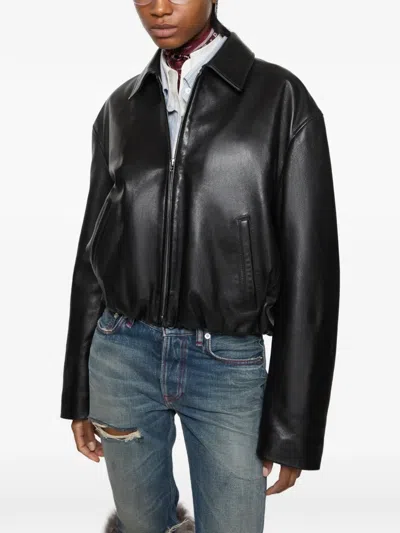 Acne Studios Logo-debossed Cropped Jacket In Black