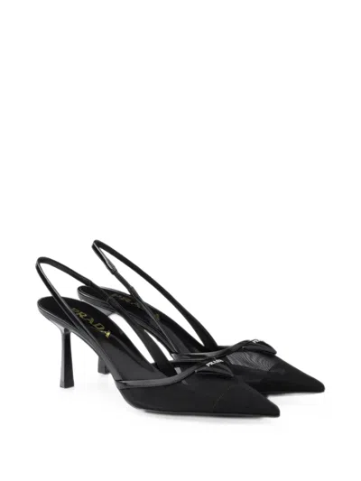 Prada Mesh Fabric Slingback Pumps In Multi