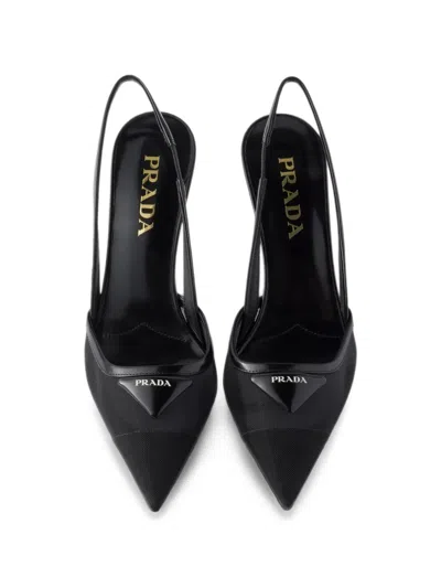 Prada Mesh Fabric Slingback Pumps In Multi