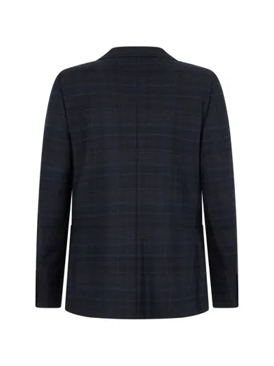 Zegna Check-pattern Blazer In Blue