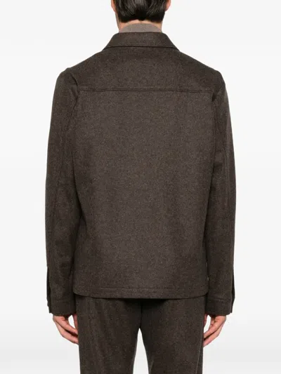 Corneliani Button-up Wool Jacket In Brown