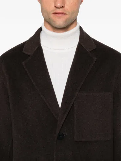 Duno Single-breasted Wool Coat In Black