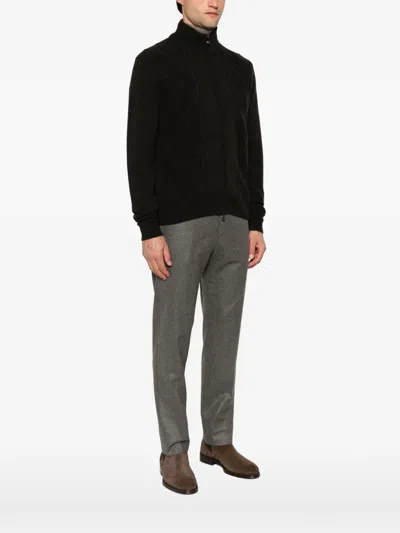 Corneliani Cable-knit Diamond-pattern Cardigan In Brown