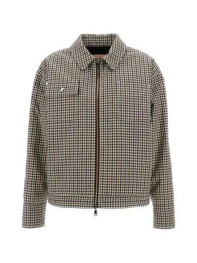 CHECK-PATTERN ZIP-UP JACKET