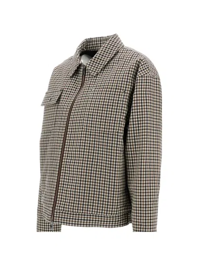 CHECK-PATTERN ZIP-UP JACKET