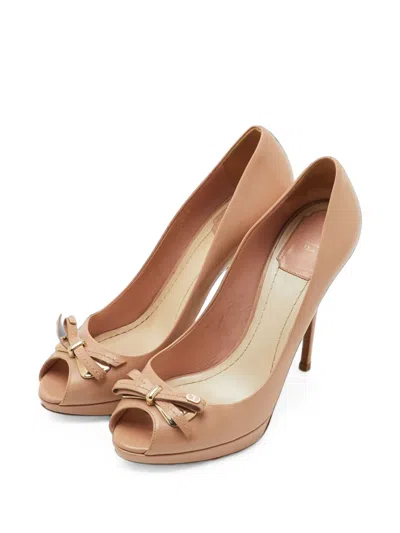 Pre-owned Dior Bow Platform Pumps In Neutrals