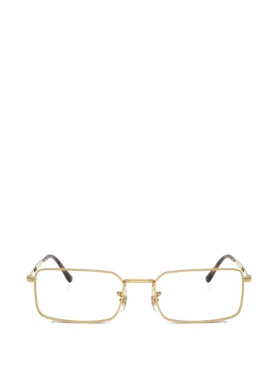 Ray Ban Rectangle-frame Glasses In Gold