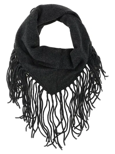 P.a.r.o.s.h Without Fringed Triangular Scarf In Gray
