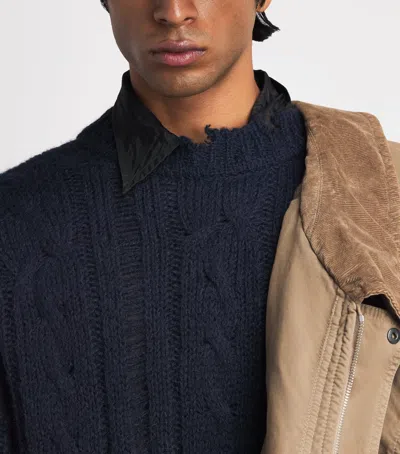 System Cable-knit Distressed Sweater In Blue