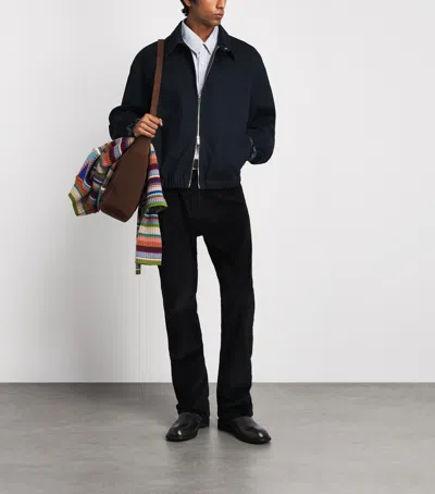 System Cotton Check-lining Bomber Jacket In Blue