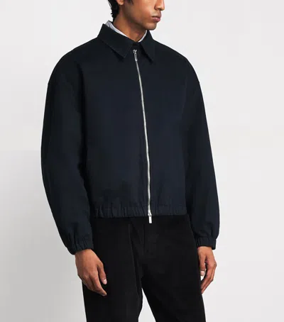 System Cotton Check-lining Bomber Jacket In Blue