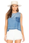 Bella Dahl Cross Back Chambray Tank In Indio Wash