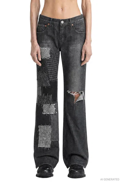 Junya Watanabe Patchwork Flared Jeans In Black