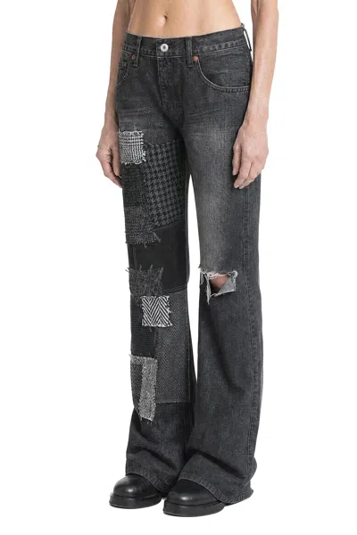 Junya Watanabe Patchwork Flared Jeans In Black