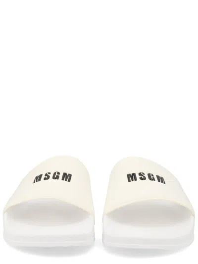 Msgm Logo-embossed Slides In Yellow