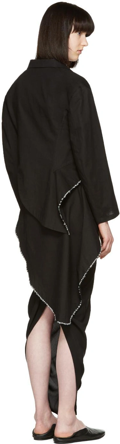 Shop Yohji Yamamoto Black Stitched Tailcoat Blazer