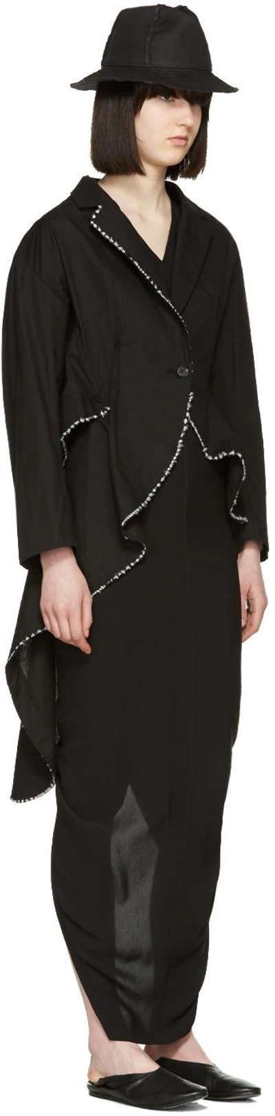 Shop Yohji Yamamoto Black Stitched Tailcoat Blazer