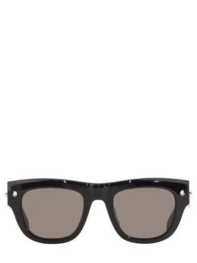 Alexander Mcqueen Am0425s Stud Hinge Rectangular Sunglasses In Purple